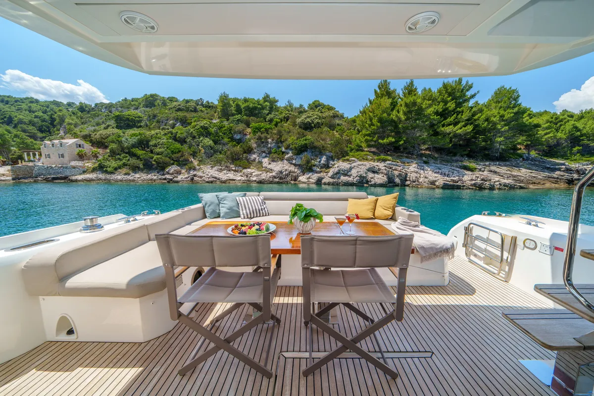 Shaft, a Jeanneau Prestige 590 Flybridge motor yacht at Podstrana - Miljevac, Croatia