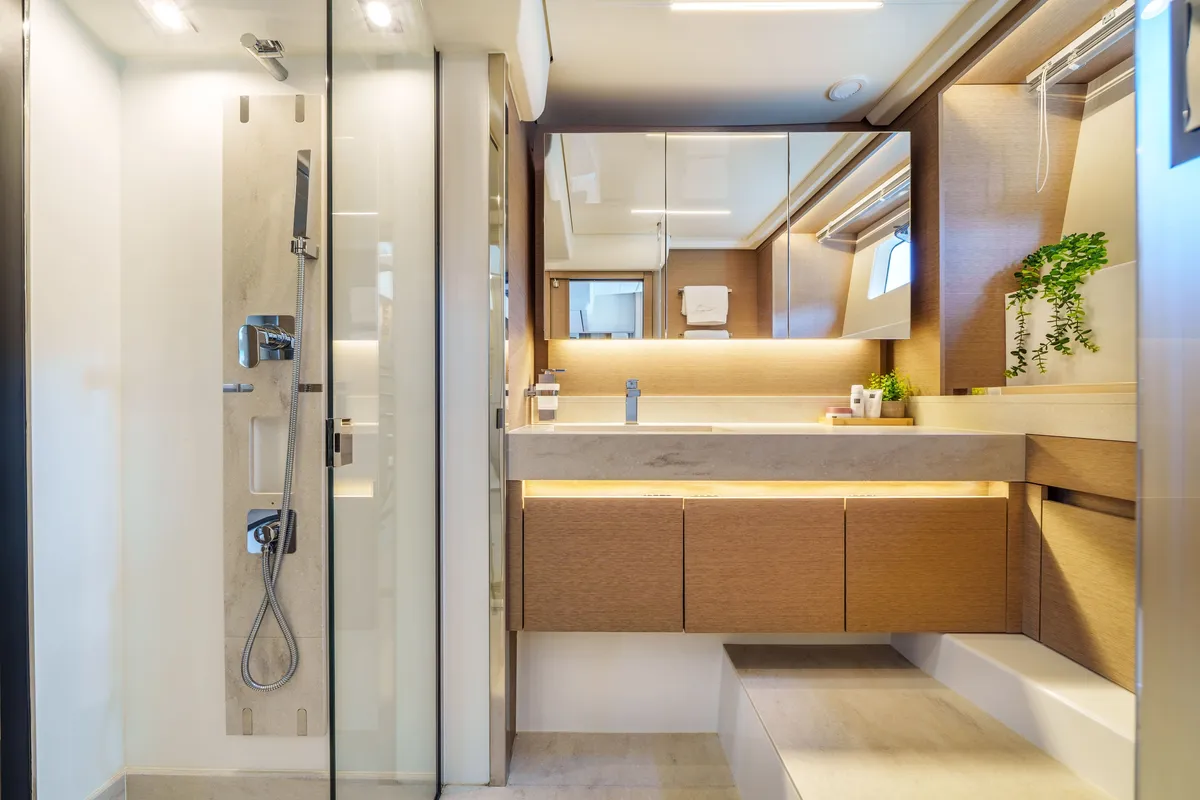 Shaft, a Jeanneau Prestige 590 Flybridge motor yacht at Podstrana - Miljevac, Croatia