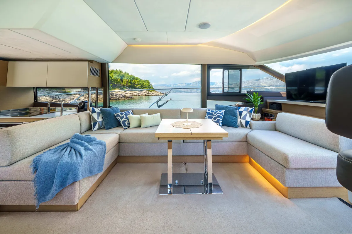 Shaft, a Jeanneau Prestige 590 Flybridge motor yacht at Podstrana - Miljevac, Croatia