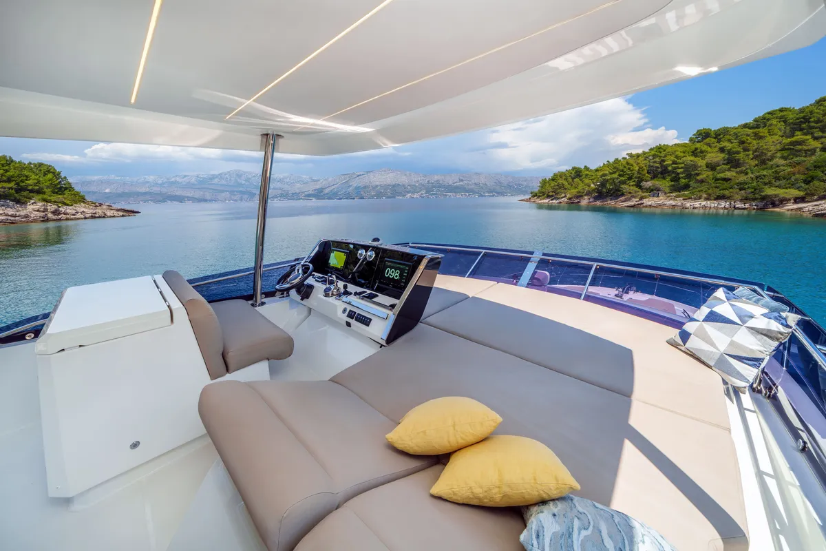 Shaft, a Jeanneau Prestige 590 Flybridge motor yacht at Podstrana - Miljevac, Croatia