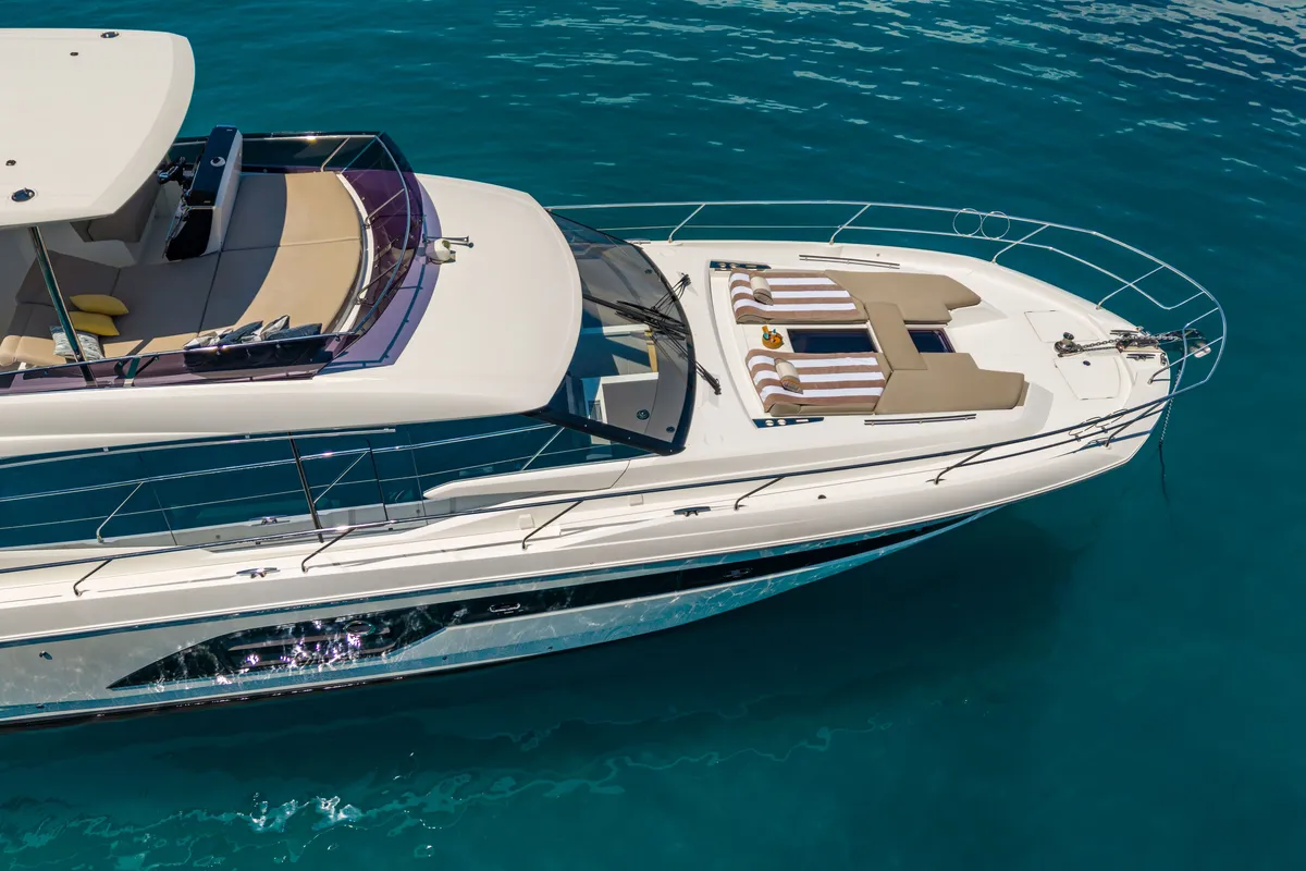 Shaft, a Jeanneau Prestige 590 Flybridge motor yacht at Podstrana - Miljevac, Croatia