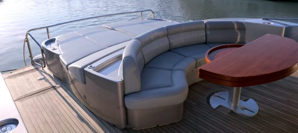 Deck of Tamurel, a Alfamarine 78HT motor yacht at Palermo, Italy