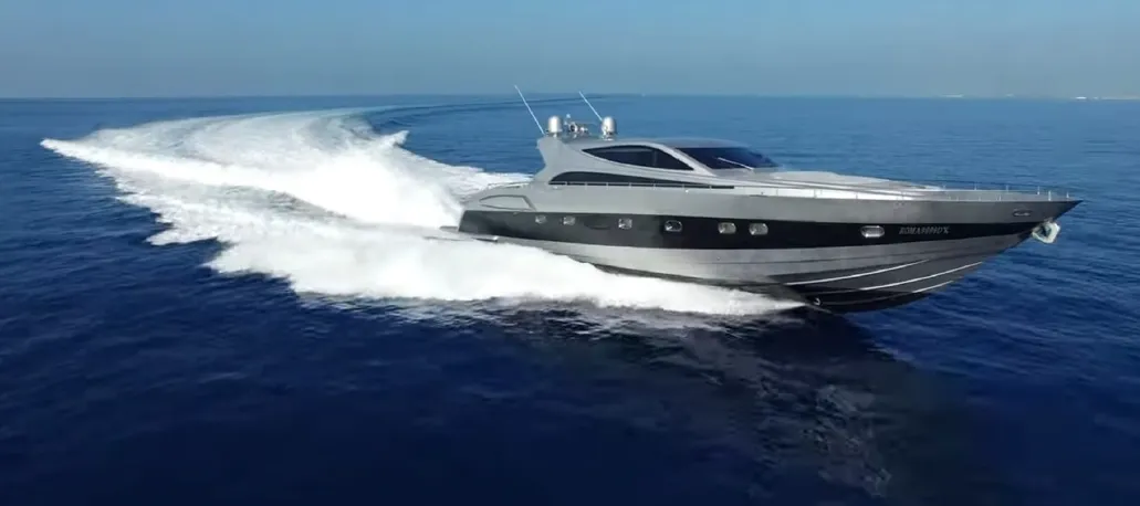 Exterior view of Tamurel, a Alfamarine 78HT motor yacht at Palermo, Italy
