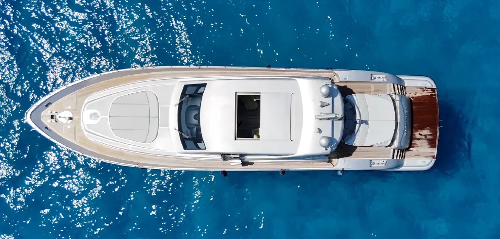 Deck of Tamurel, a Alfamarine 78HT motor yacht at Palermo, Italy