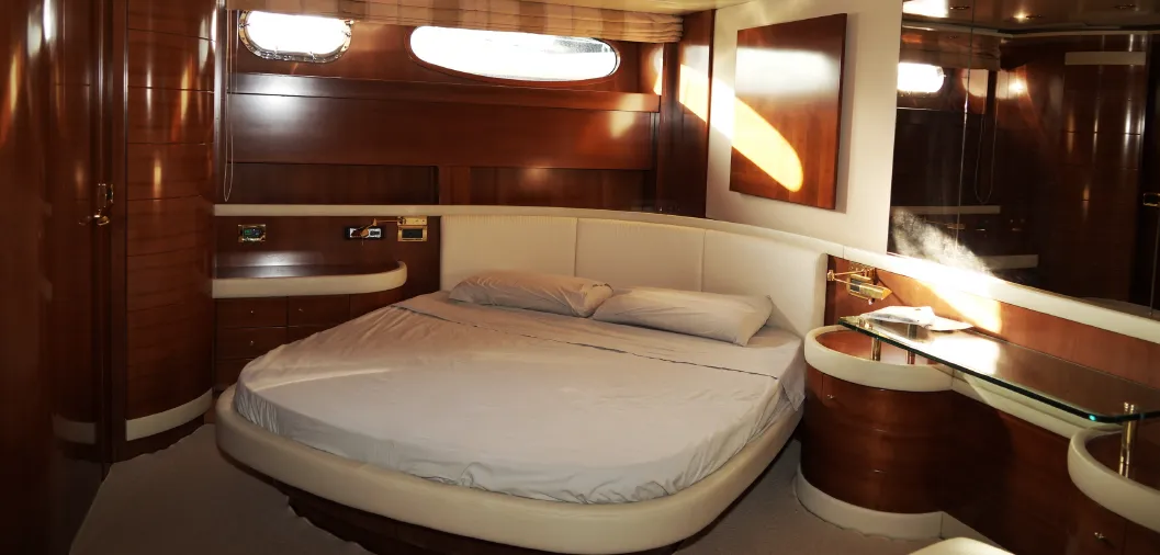 Salon of Tamurel, a Alfamarine 78HT motor yacht at Palermo, Italy