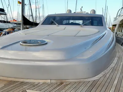 Deck of Tamurel, a Alfamarine 78HT motor yacht at Palermo, Italy
