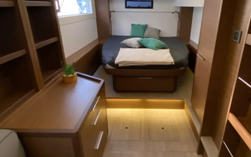 Cabin on Les Jumeaux, a Lagoon 46 OW catamaran at Ventimiglia, Italy