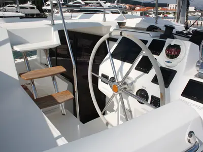 Cockpit of Cata del Mar, a Fountaine Pajot Astrea 42 catamaran at Seget Donji, Croatia