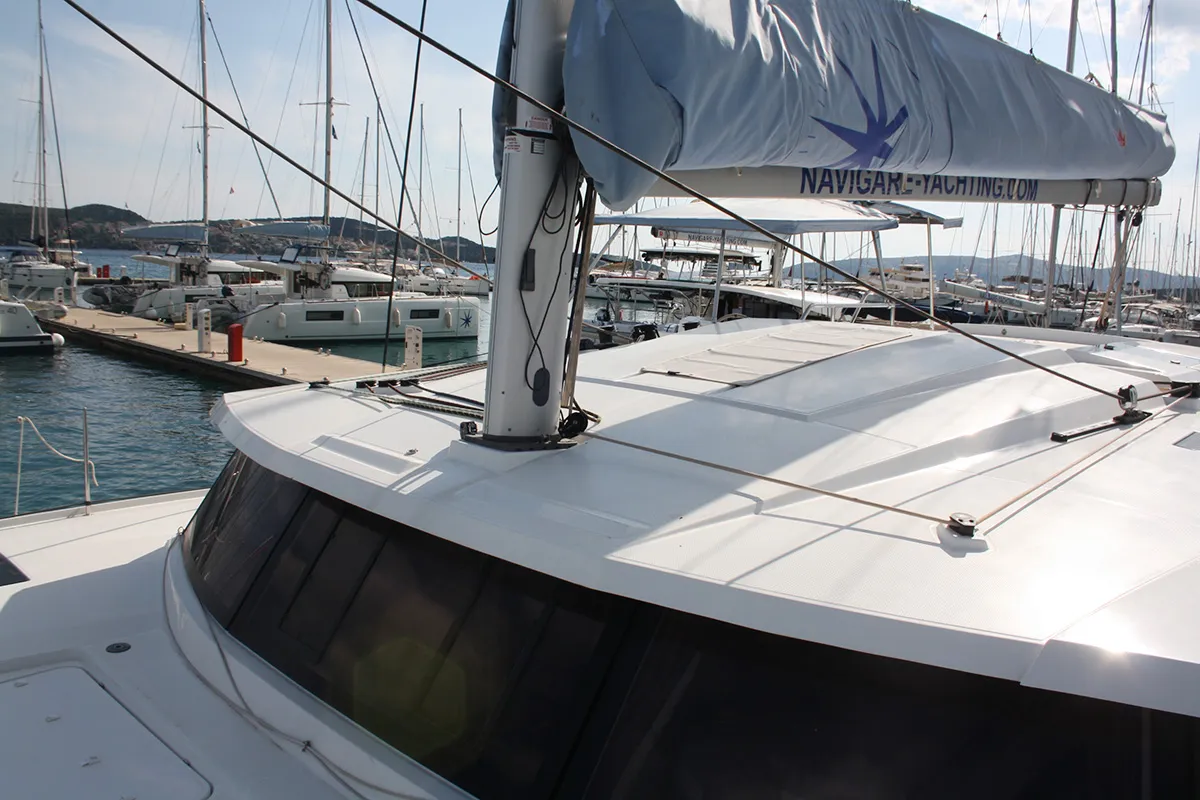 Deck of Cata del Mar, a Fountaine Pajot Astrea 42 catamaran at Seget Donji, Croatia
