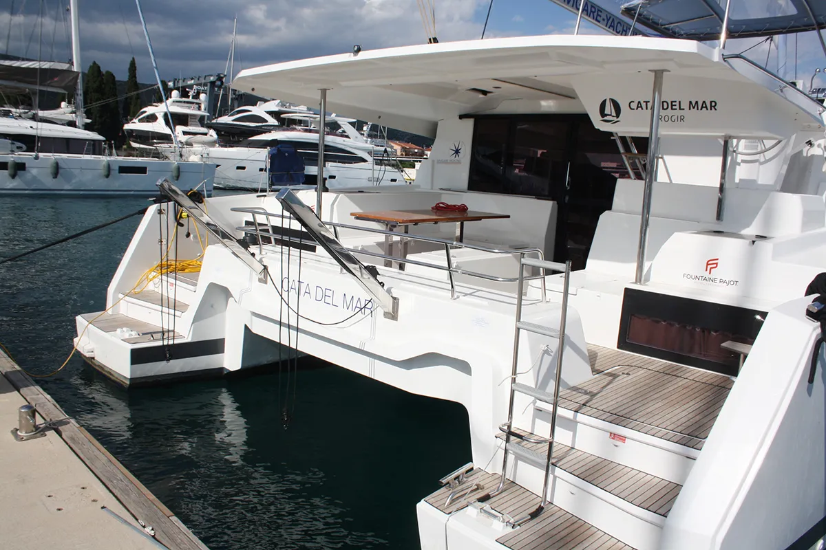 Deck of Cata del Mar, a Fountaine Pajot Astrea 42 catamaran at Seget Donji, Croatia
