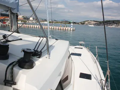 Deck of Cata del Mar, a Fountaine Pajot Astrea 42 catamaran at Seget Donji, Croatia