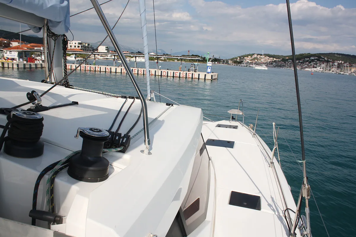 Deck of Cata del Mar, a Fountaine Pajot Astrea 42 catamaran at Seget Donji, Croatia