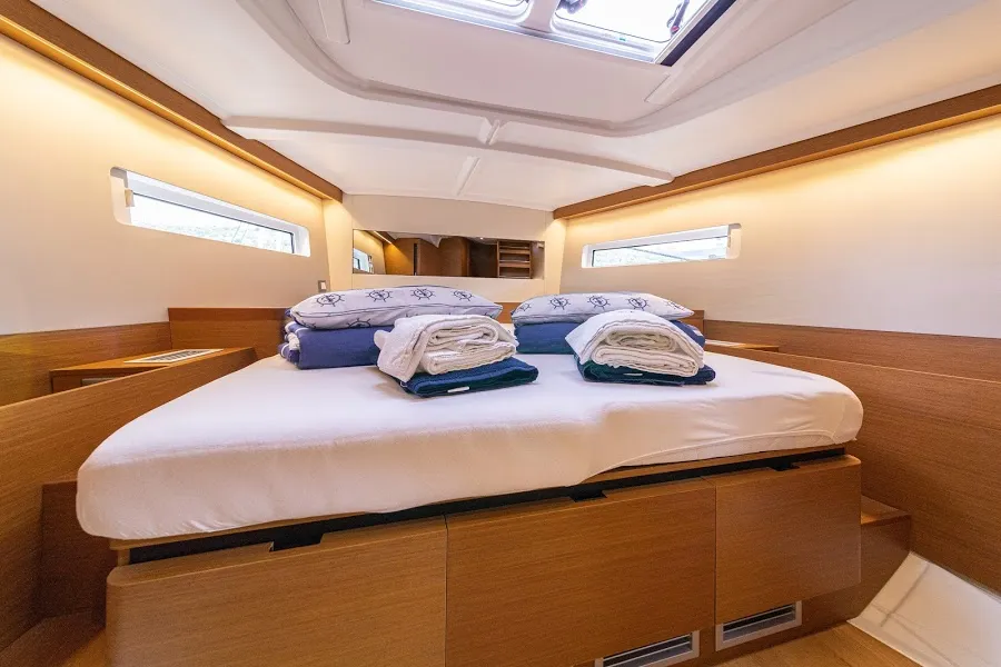 Cabin on Var, a Dufour 48 Catamaran catamaran at Primošten, Croatia