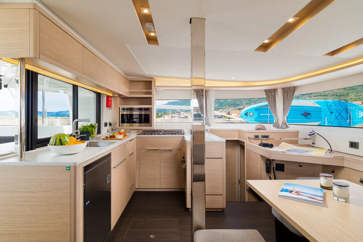 Galley of Madame El Grande, a Lagoon 46 catamaran at Kaštela, Croatia