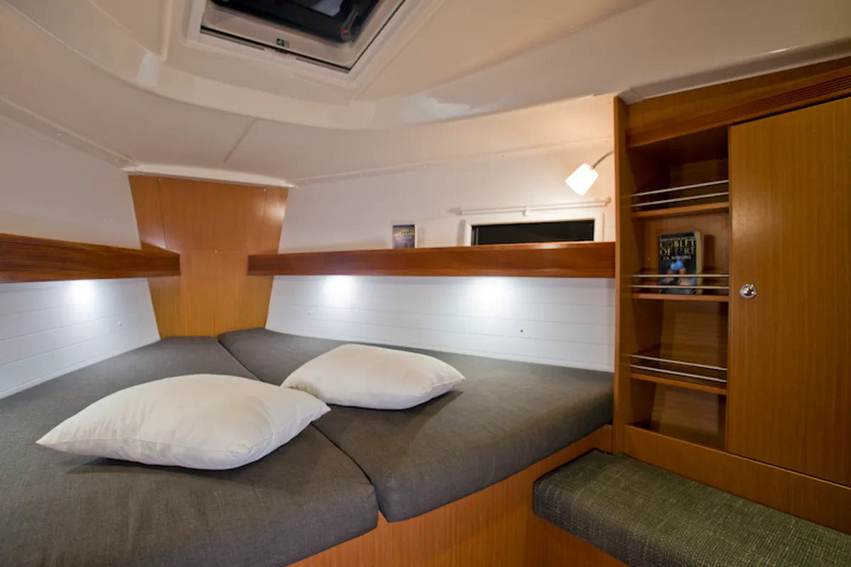 Cabin on Mystic, a Bavaria 36 Cruiser sailboat at Šibenik, Croatia