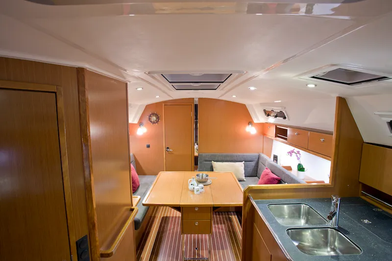 Salon of Mystic, a Bavaria 36 Cruiser sailboat at Šibenik, Croatia