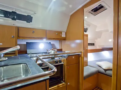 Galley of Mystic, a Bavaria 36 Cruiser sailboat at Šibenik, Croatia