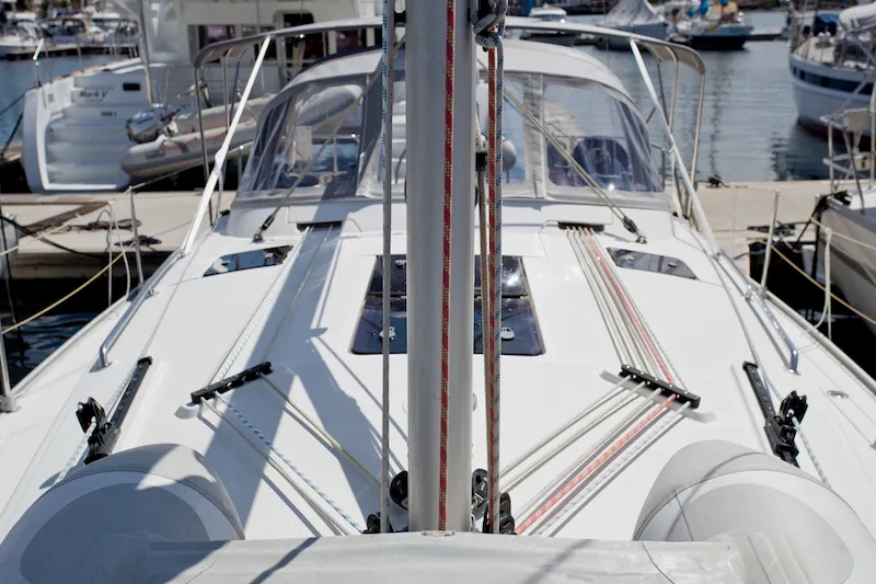 Deck of Mystic, a Bavaria 36 Cruiser sailboat at Šibenik, Croatia