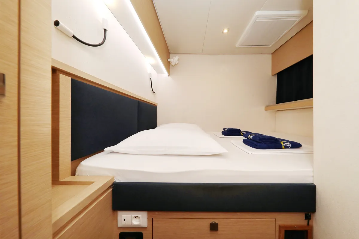 Cabin on Poco Loco, a Fountaine Pajot Saba 50 catamaran at Grad Trogir, Croatia