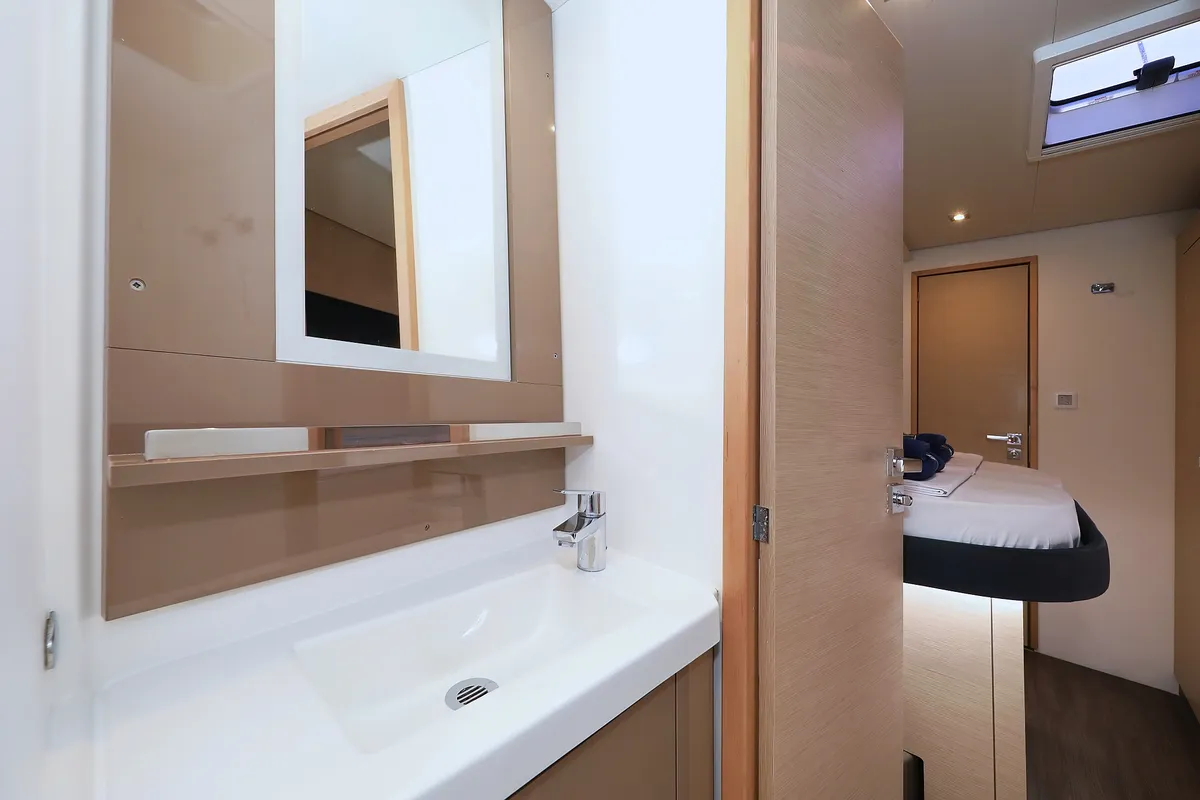 Head on Poco Loco, a Fountaine Pajot Saba 50 catamaran at Grad Trogir, Croatia
