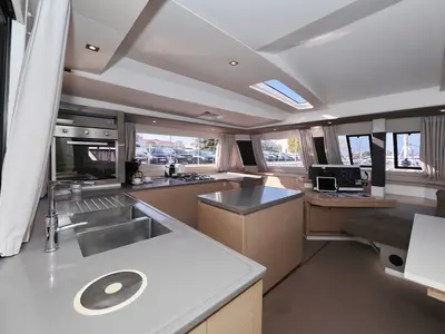 Galley of Poco Loco, a Fountaine Pajot Saba 50 catamaran at Grad Trogir, Croatia
