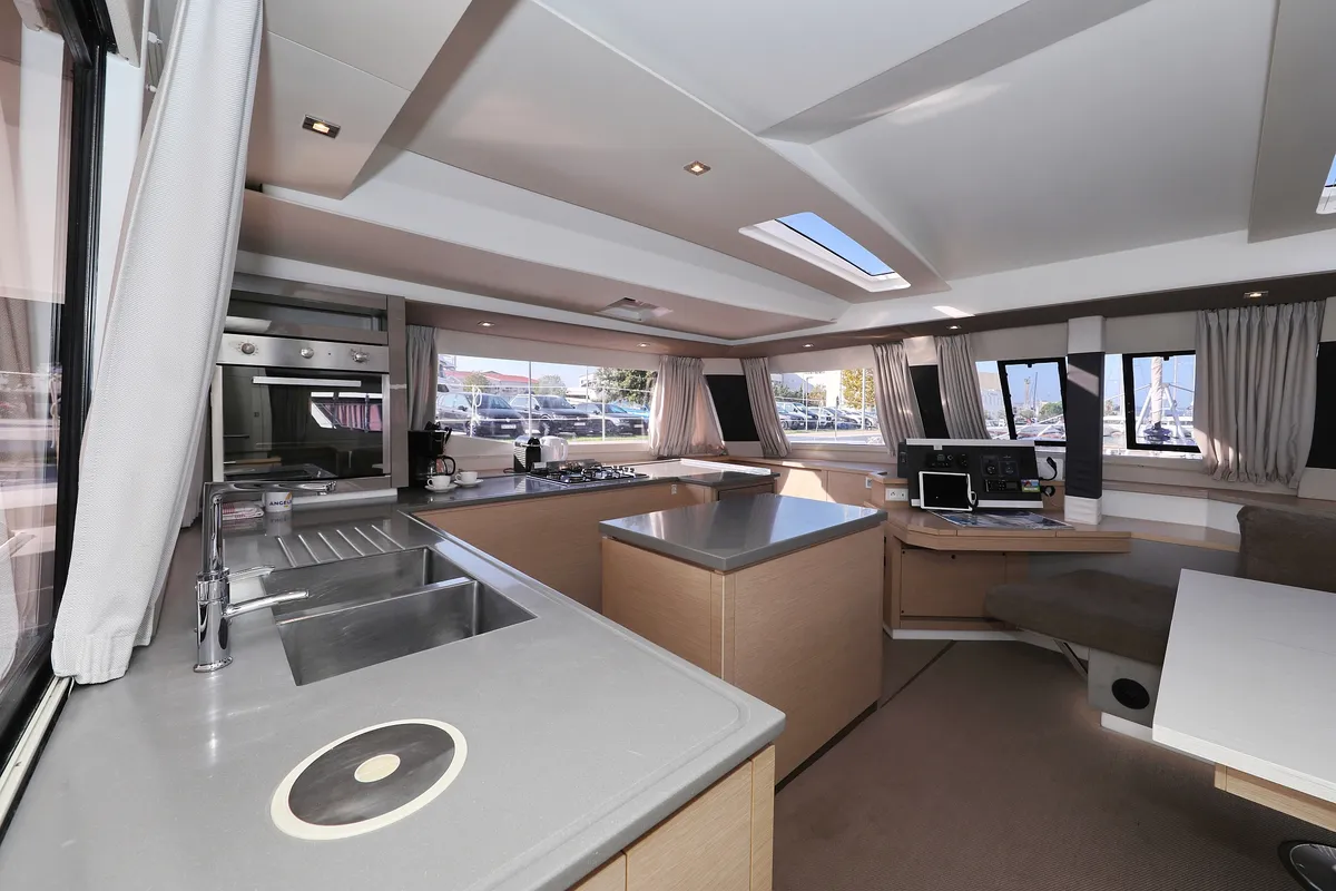 Galley of Poco Loco, a Fountaine Pajot Saba 50 catamaran at Grad Trogir, Croatia