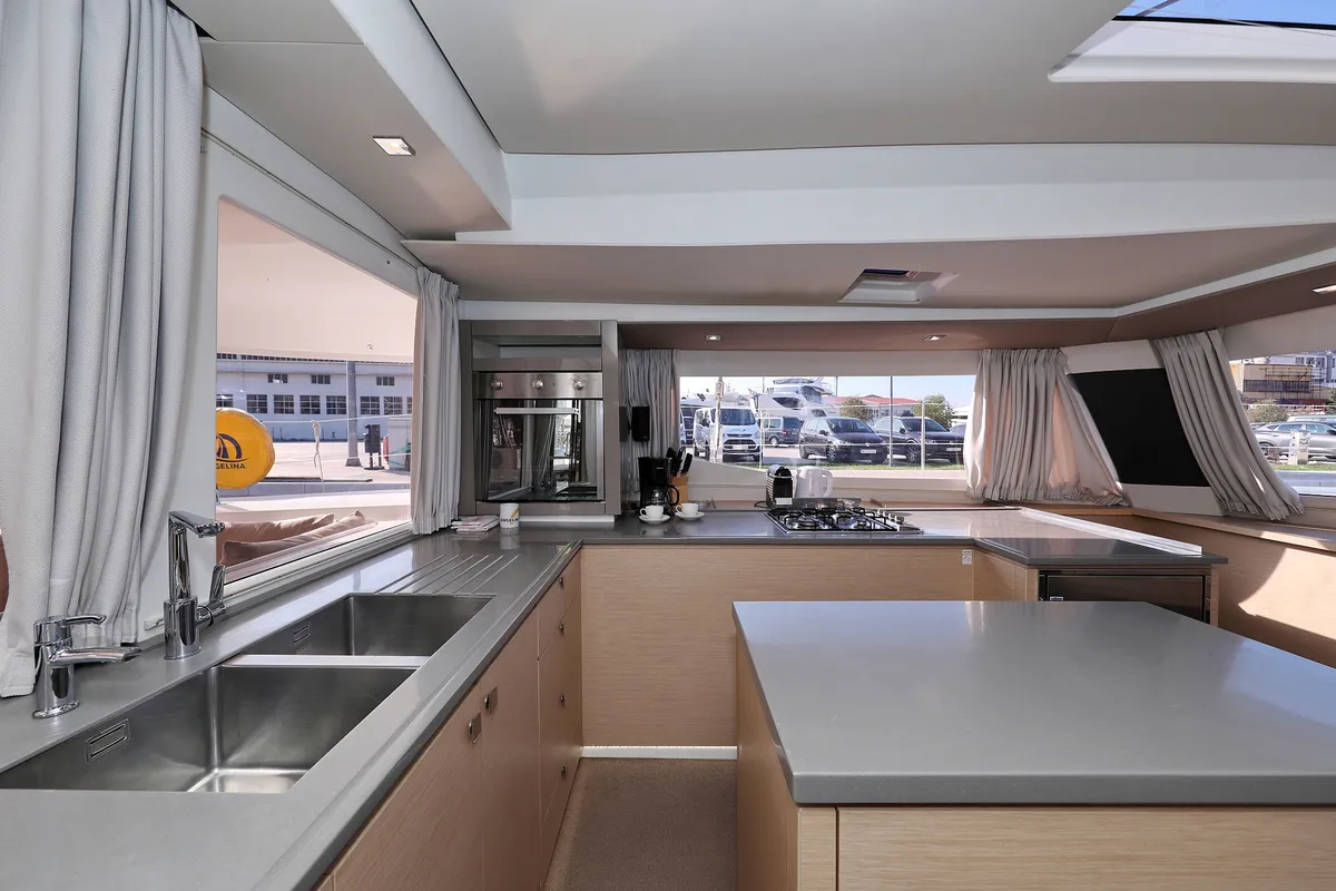Galley of Poco Loco, a Fountaine Pajot Saba 50 catamaran at Grad Trogir, Croatia