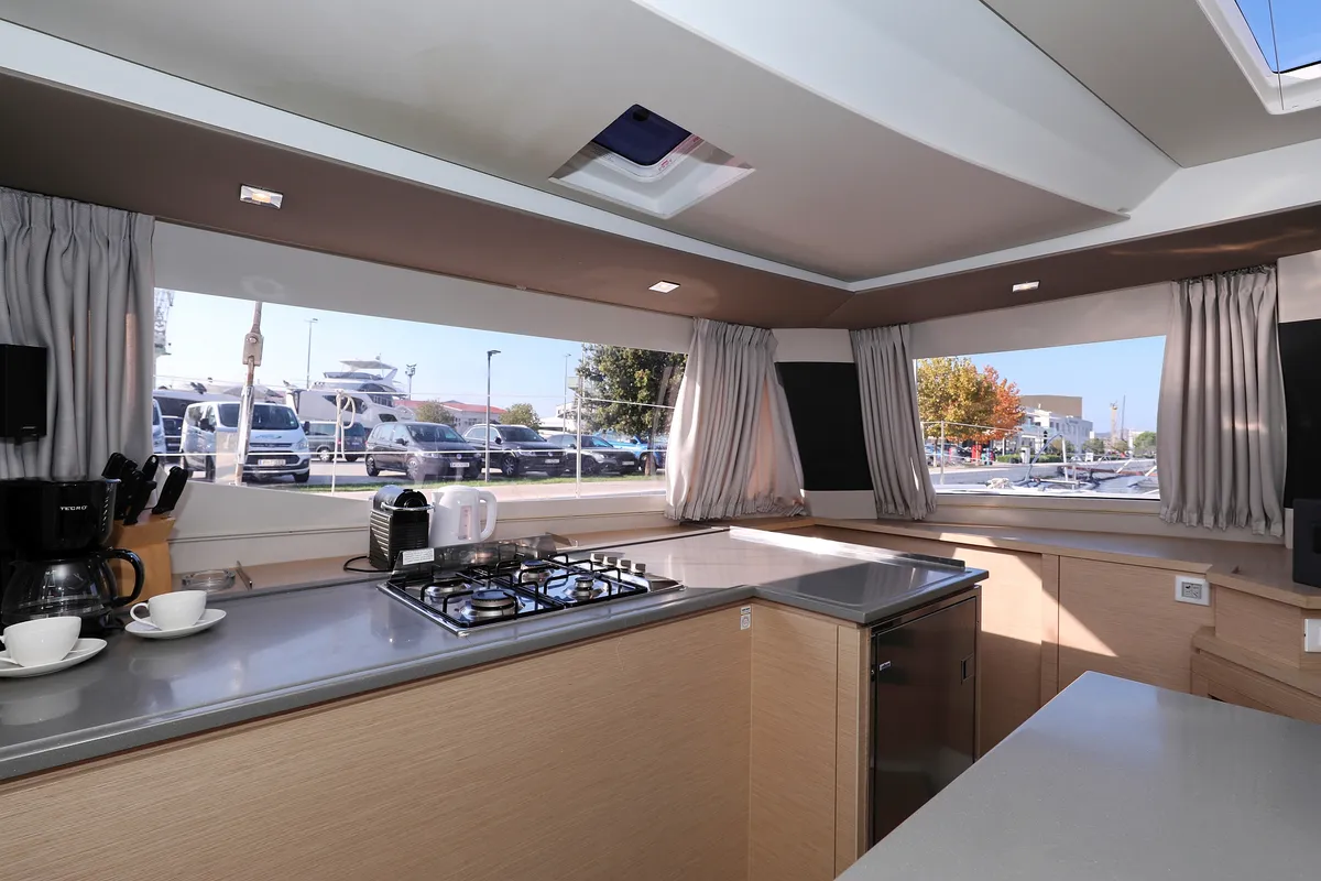 Galley of Poco Loco, a Fountaine Pajot Saba 50 catamaran at Grad Trogir, Croatia
