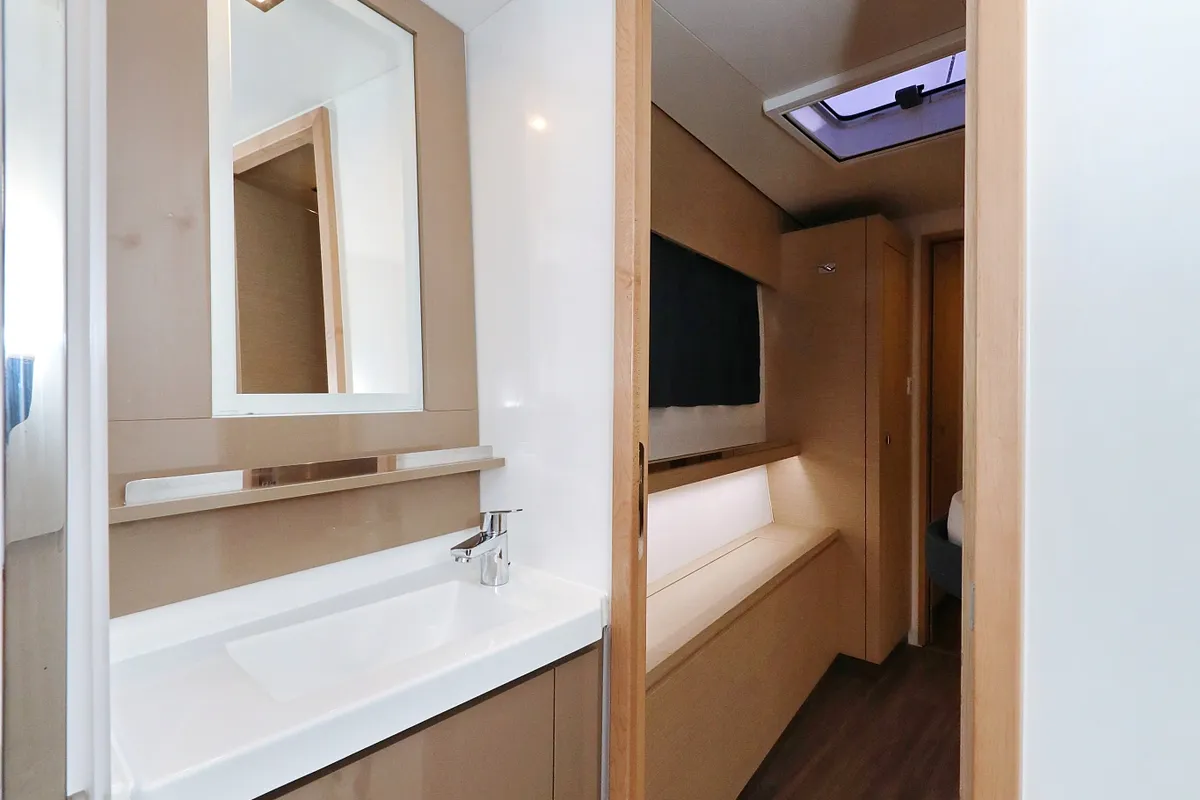 Head on Poco Loco, a Fountaine Pajot Saba 50 catamaran at Grad Trogir, Croatia