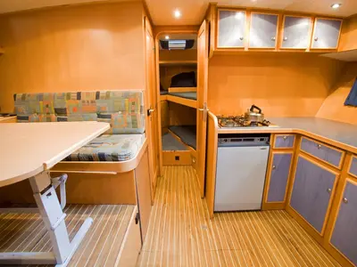 Galley of Drait 31, a De Drait Renal 45 motorboat at Drachten, Netherlands