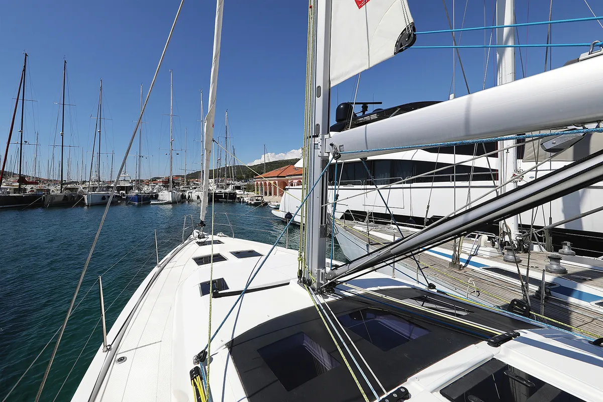Exterior view of Scooby Doo, a Dufour 44 sailboat at Grad Pula, Croatia