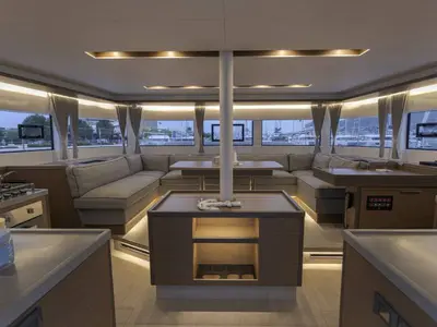 Salon of Captain Morgan, a Lagoon 50 catamaran at Općina Marina, Croatia