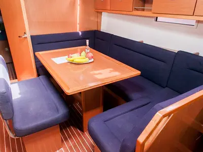 Salon of Klelia, a Bavaria Cruiser 40 sailboat at Preveza, Greece