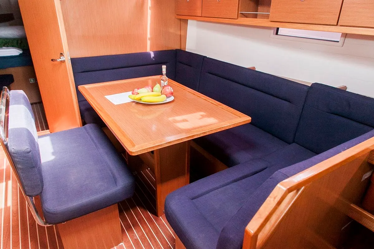 Salon of Klelia, a Bavaria Cruiser 40 sailboat at Preveza, Greece