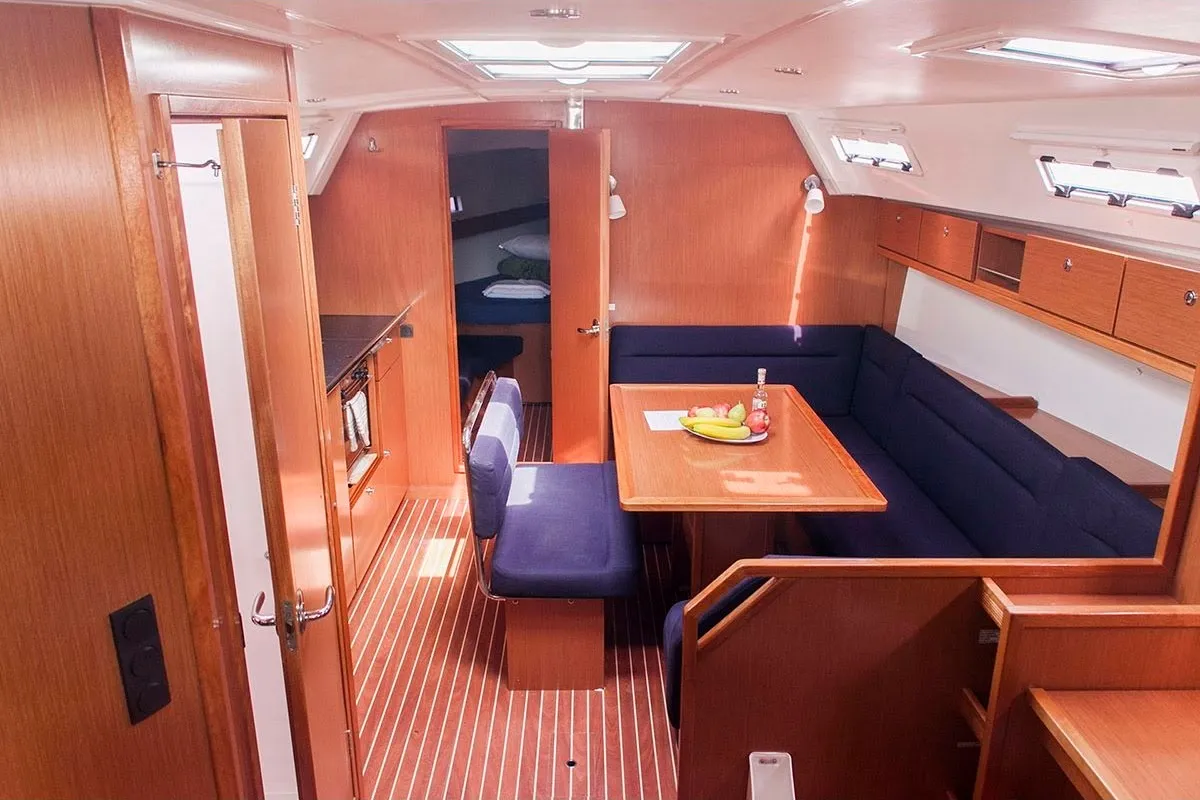 Salon of Klelia, a Bavaria Cruiser 40 sailboat at Preveza, Greece