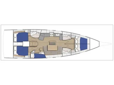 Floor plan of AF-O46.1, a Beneteau Oceanis 46.1 sailboat at Municipal Unit of Lefkada, Greece
