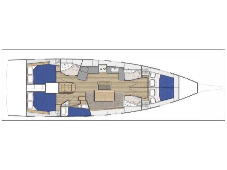 Floor plan of AF-O46.1, a Beneteau Oceanis 46.1 sailboat at Municipal Unit of Lefkada, Greece