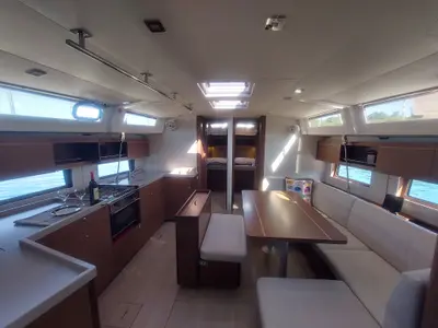 Galley of AF-O46.1, a Beneteau Oceanis 46.1 sailboat at Municipal Unit of Lefkada, Greece