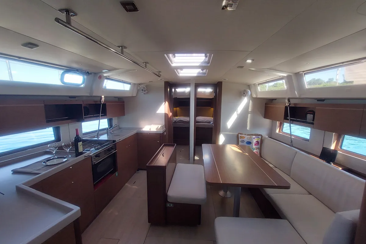 Galley of AF-O46.1, a Beneteau Oceanis 46.1 sailboat at Municipal Unit of Lefkada, Greece