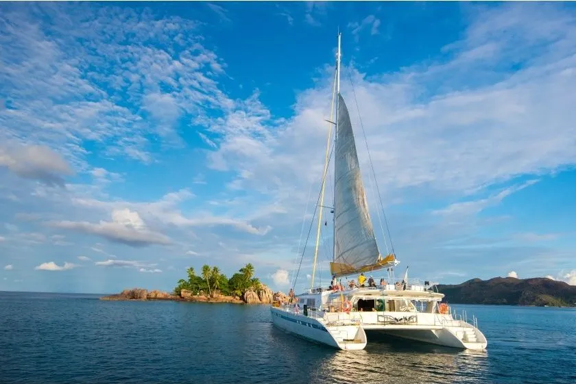 Exterior view of Cabin G11, a Gulet Mojito 78 catamaran at Roche Caiman, Seychelles