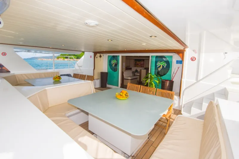 Deck of Cabin G11, a Gulet Mojito 78 catamaran at Roche Caiman, Seychelles