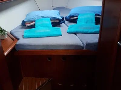 Cabin on Azzurro, a Bavaria 41 sailboat at Punat, Croatia