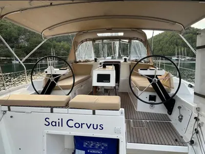 Cockpit of Sail Corvus, a Dufour 390 GL sailboat at Marmaris, Turkey