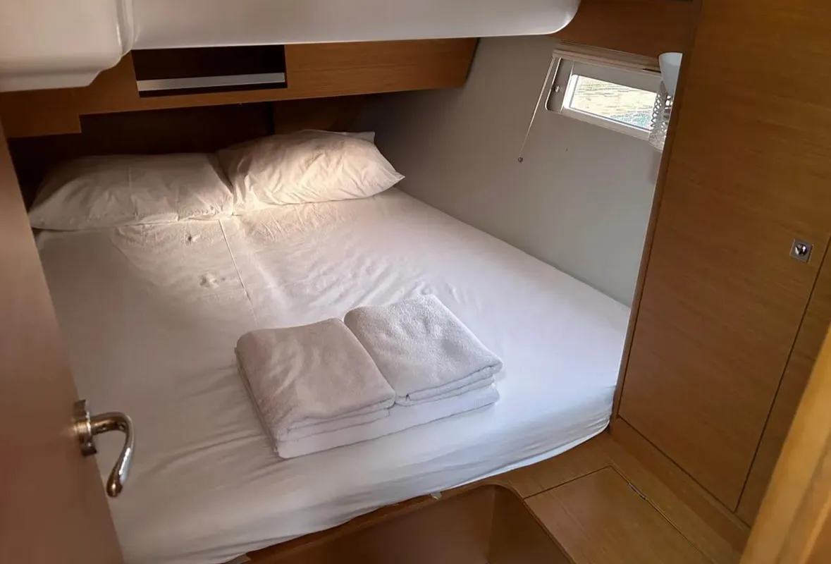 Cabin on Sail Corvus, a Dufour 390 GL sailboat at Marmaris, Turkey