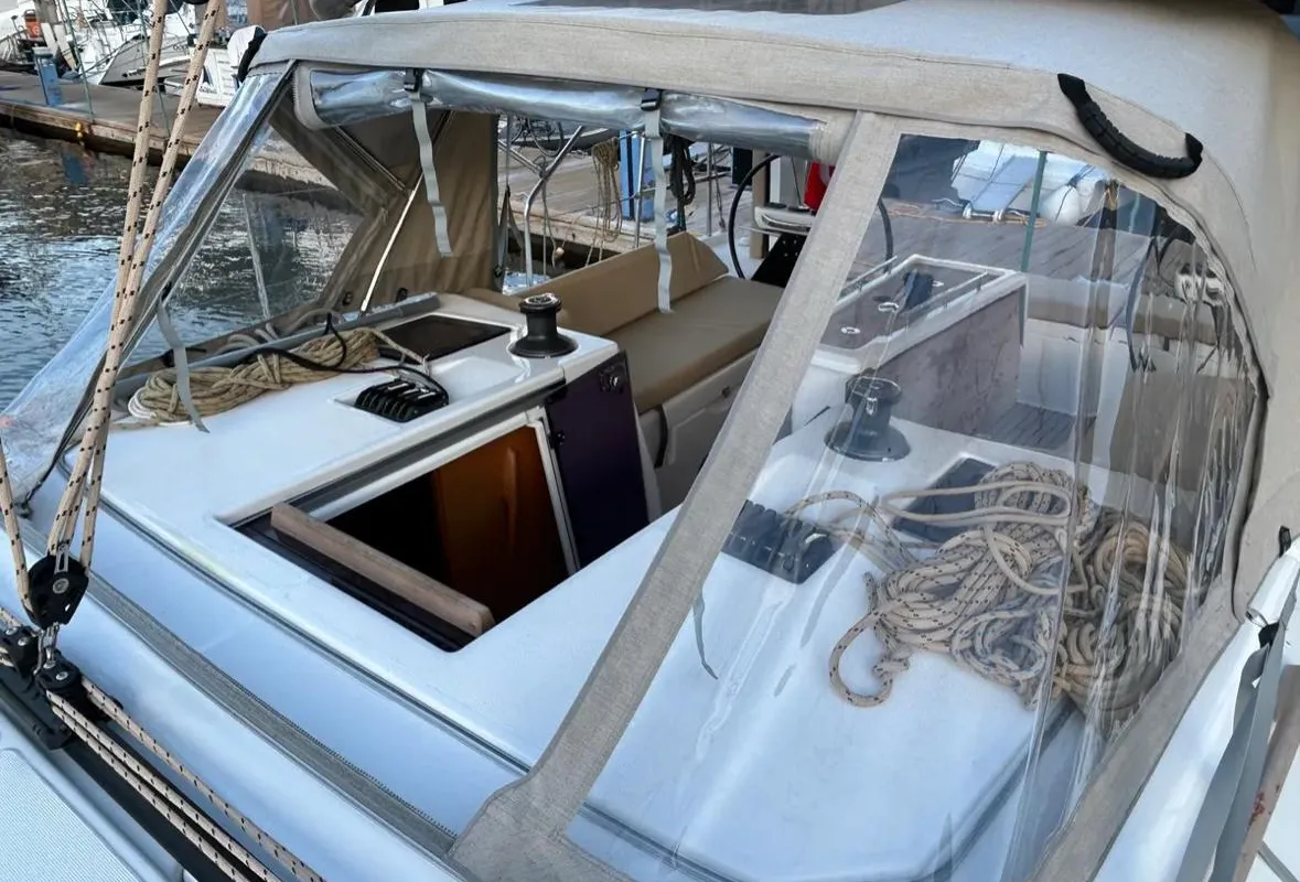 Cockpit of Sail Corvus, a Dufour 390 GL sailboat at Marmaris, Turkey