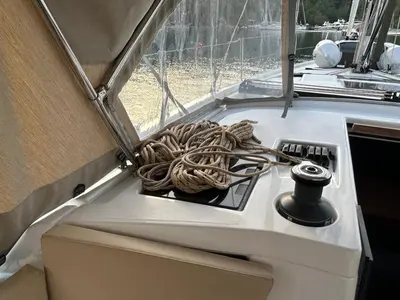 Deck of Sail Corvus, a Dufour 390 GL sailboat at Marmaris, Turkey