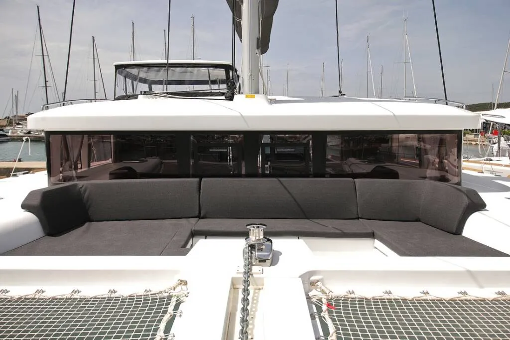 Deck of Hanna 1, a Lagoon 450 S catamaran at Grad Kaštela, Croatia