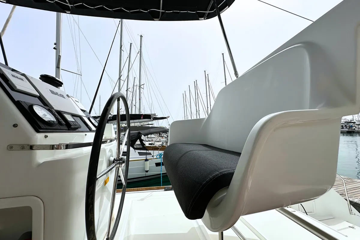 Cockpit of Hanna 1, a Lagoon 450 S catamaran at Grad Kaštela, Croatia