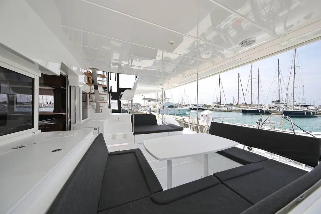 Deck of Hanna 1, a Lagoon 450 S catamaran at Grad Kaštela, Croatia