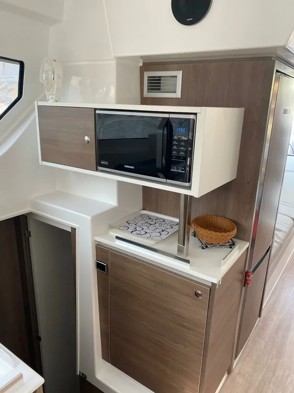 Galley of Moana 2, a Bali Catspace catamaran at Fethiye, Turkey